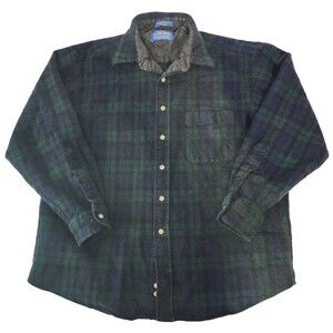 Pendleton Button Up Flannel Shirt Shacket Youth Sz XL 100% Wool USA Plaid Blue